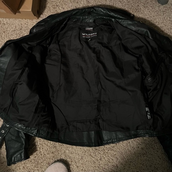 Vintage Wilson's Leather Biker Jacket /Coat Black With Thinsulate Insulation Med - Picture 4 of 6